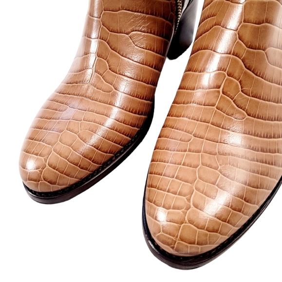 The Office Of Angela Scott Moc Croc Alligator Leather Ankle Boots 40 WIDE - Picture 12 of 16